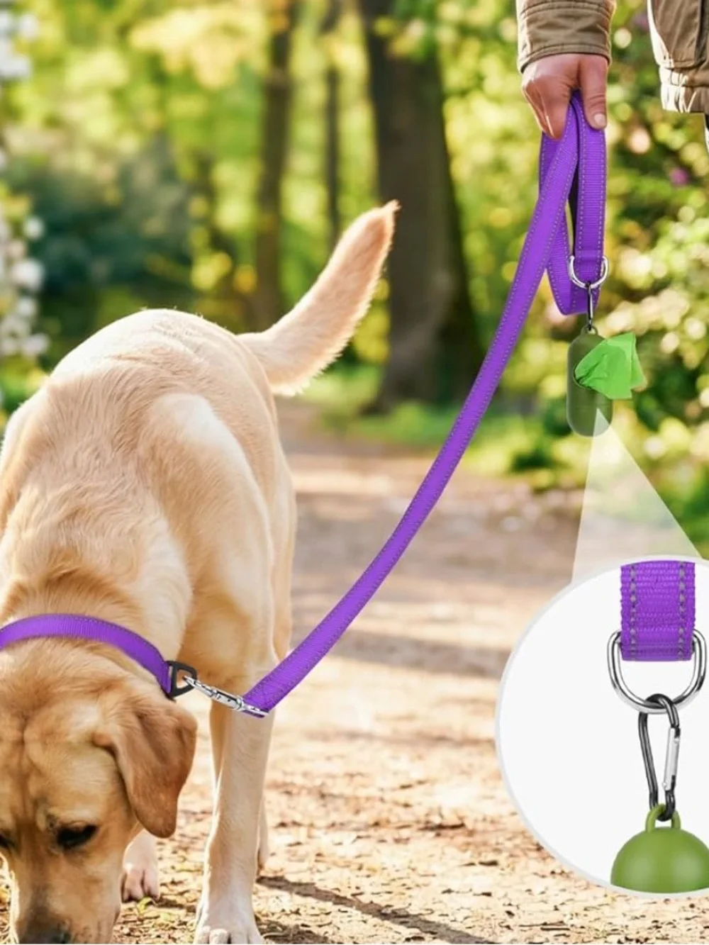 BRAND NEW Joytale Reflective Purple Dog Leash with D-Ring - 15-40 lbs - Picture 4 of 8